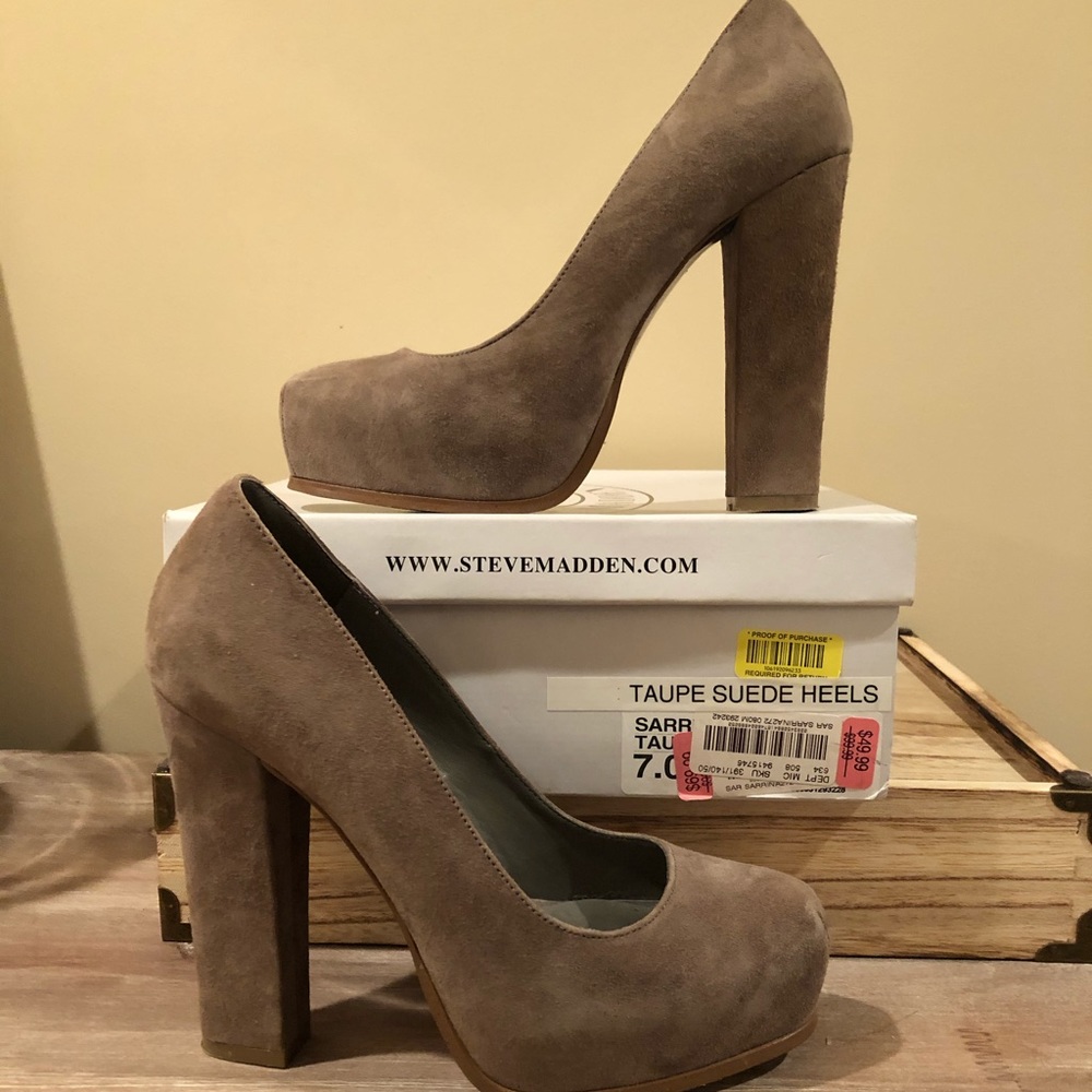 Taupe Platform Suede Heel